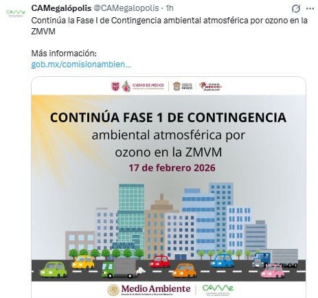 CAMe anuncia que la contingencia ambiental del 17 de febrero sigue.