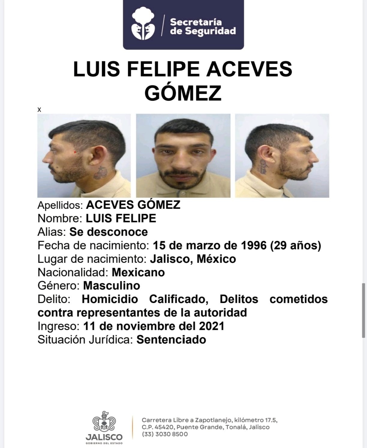 Ficha de Luis Felipe Aceves Gómez