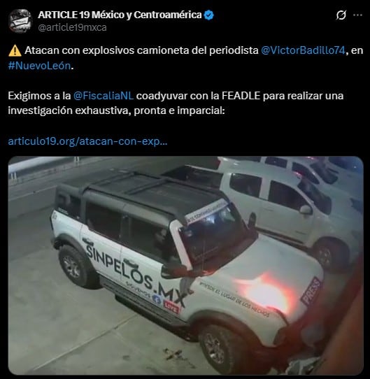 gwp6eo3ipndafed3sxdwl5gj4y-1 Atacan con explosivos camioneta de periodista en Nuevo León