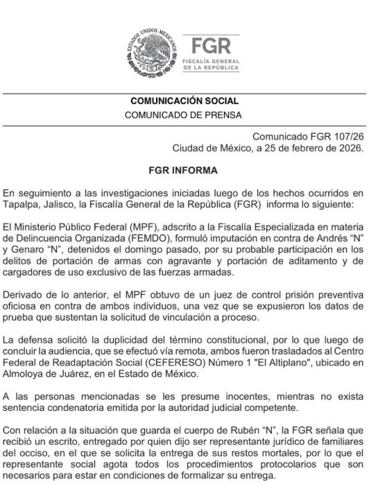 Familiares de El Mencho reclaman su cuerpo a la FGR
