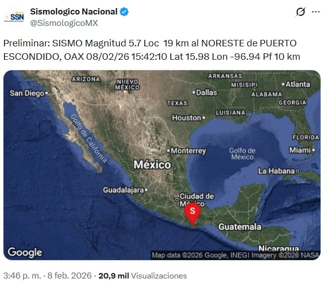 j7nhlhgipjhypbmbkole5onqly Temblor hoy Oaxaca: Sismo de magnitud 5.7 sacude el noreste de Puerto Escondido