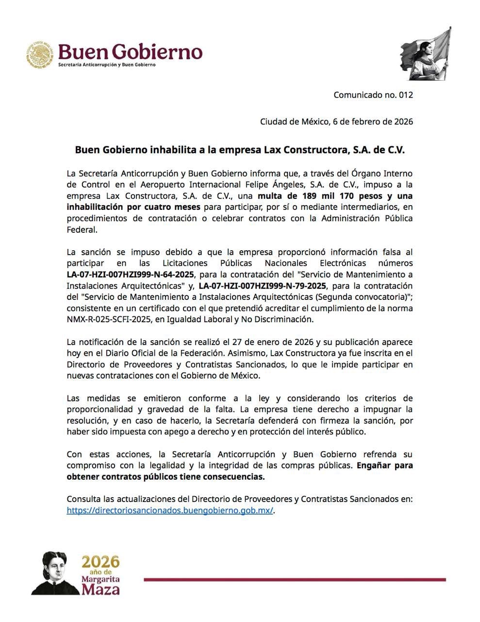 kplrsc7fwrgh5l7etm4fzimtye Comunicado de Buen Gobierno sobre Lax Constructora.