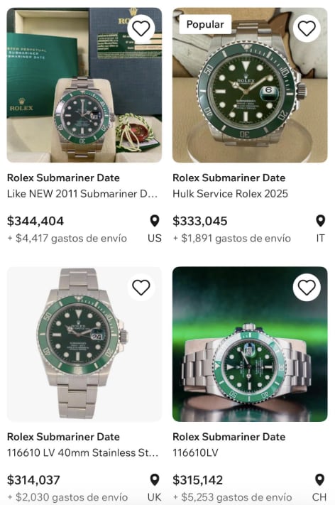 Costo del Rolex Submarine