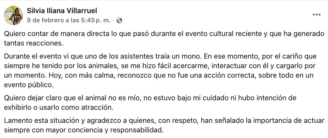 rzbgkos6lfa55lqsr2f7e22zxm Regidora Silvia Iliana Villarruel se pronuncia sobre el mono araña, especie en peligro de extinción
