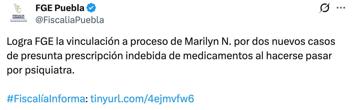 Marilyn Cote es vinculada a proceso en Puebla por dos nuevos casos