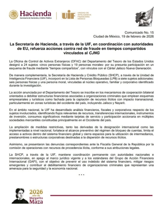 umv6rfxkynfdnbd6py7zgxrrke Secretaría de Hacienda colabora con el gobierno de Estados Unidos para frenar fraudes de tiempo compartido