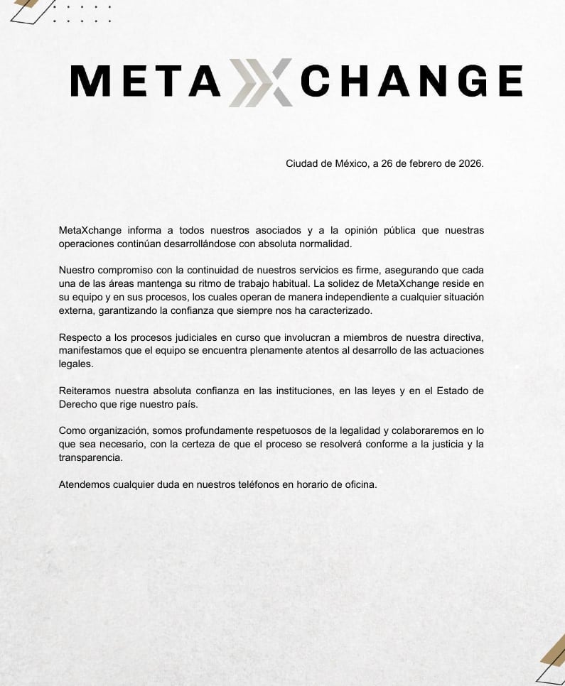 Comunicado de Meta Exchange Capital sobre investigación legal.