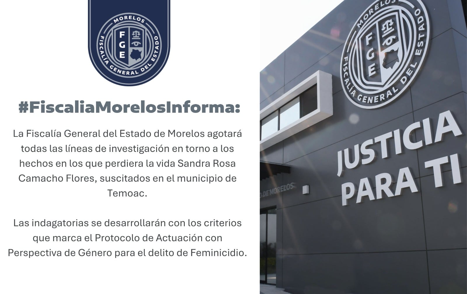 FGE investiga asesinato de Sandra Rosa Camacho Flores como feminicidio.