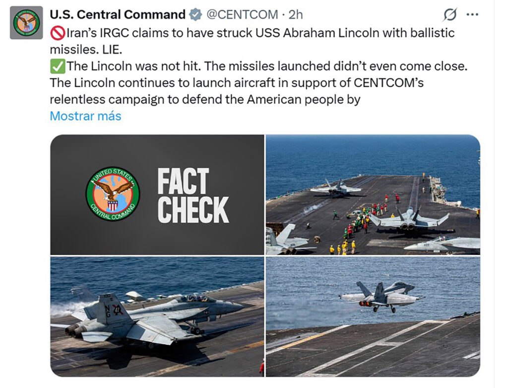 Niega EE.UU. que el portaviones USS Abraham Lincoln halla sido alcanzado por misiles iraníes - 3d4adbde9ad5f25cb6df590f49a1c7fc959679f8-1024x782