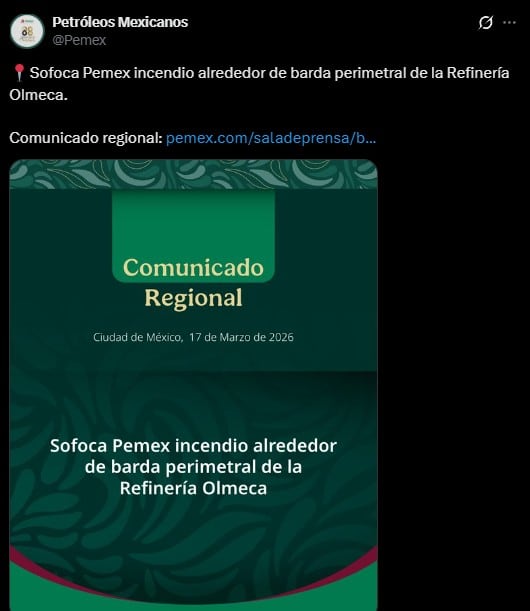 Controlan incendio en Dos Bocas; Pemex lo atribuye a lluvias