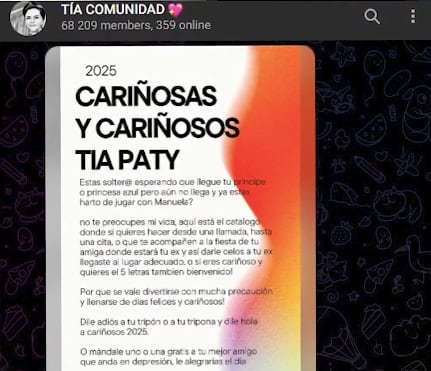 Tía Paty promocionaba servicios sexuales