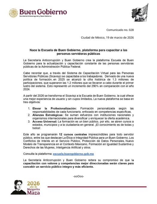 Nueva Escuela de Buen Gobierno capacitará a servidores públicos