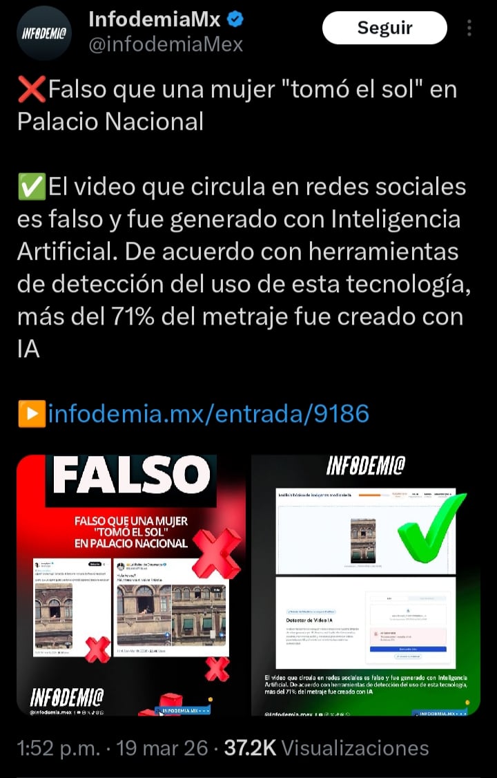 jen7u32rozenfjo357mldq65we Video de mujer tomando el sol en Palacio Nacional es falso