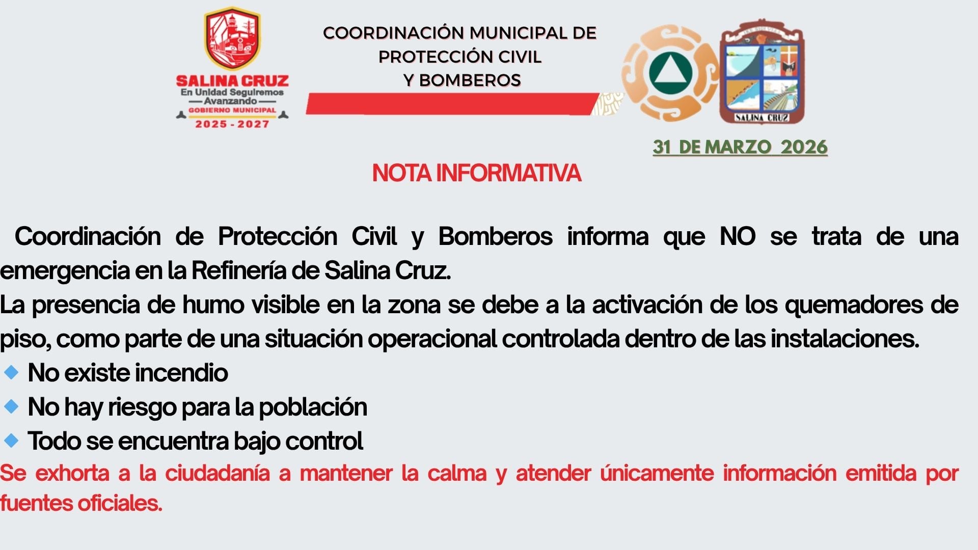 jw4as3bpdrb63dlxlvsufmj2qe Protección Civil descartó incendio en refinería de Pemex en Salina Cruz; aseguran fue una situación operacional