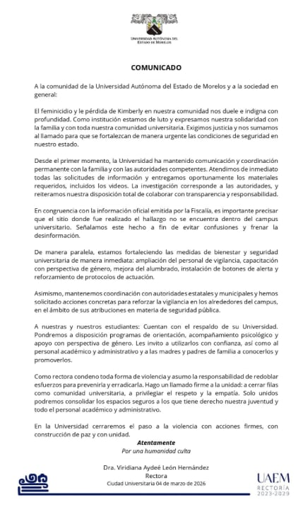 kxftn7d42rfpljundaillkcmmm UAEM se pronuncia tras feminicidio de Kimberly Joselin Ramos