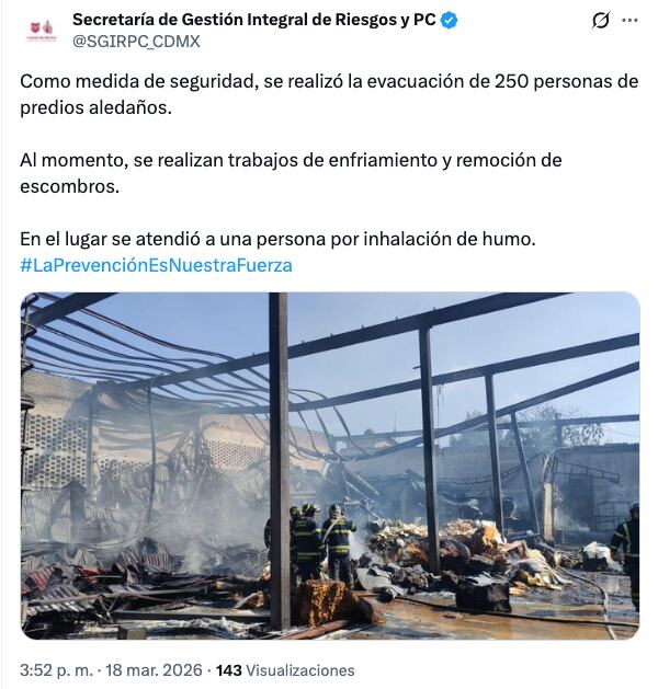 Autoridades reportan acciones en incendio en fábrica de plásticos