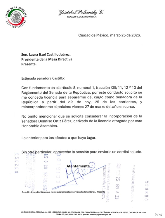 Senadores piden licencia