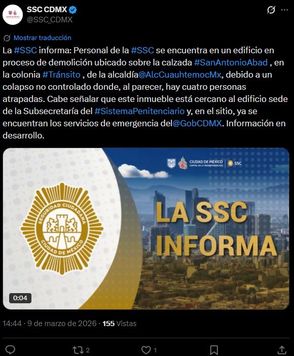 Colapsa edificio en San Antonio Abad