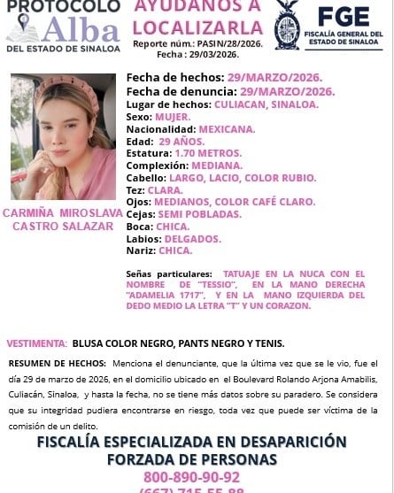 Ficha de búsqueda de Carmiña Miroslava Castro Salazar.