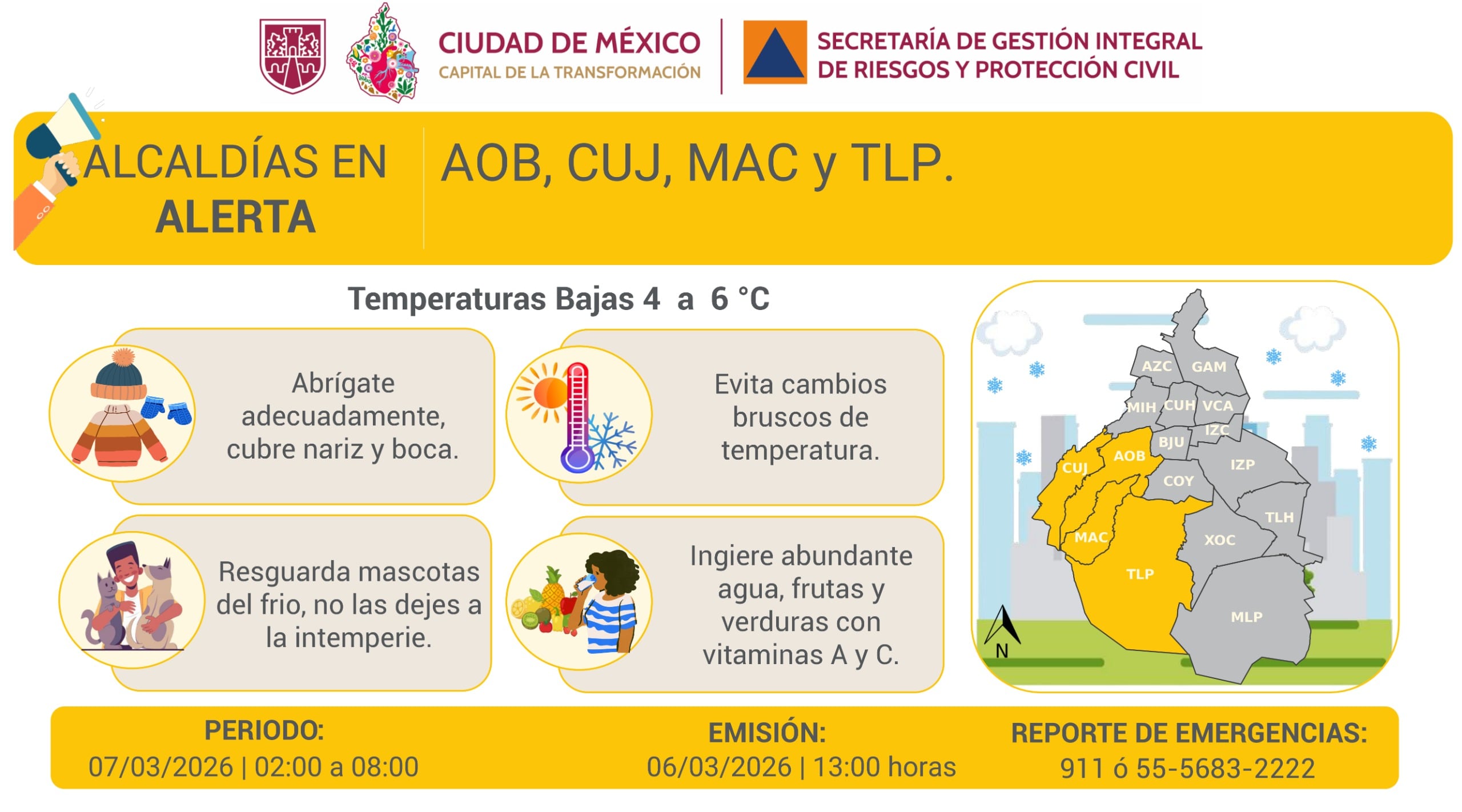 Hará frío en CDMX el sábado; activan alerta amarilla