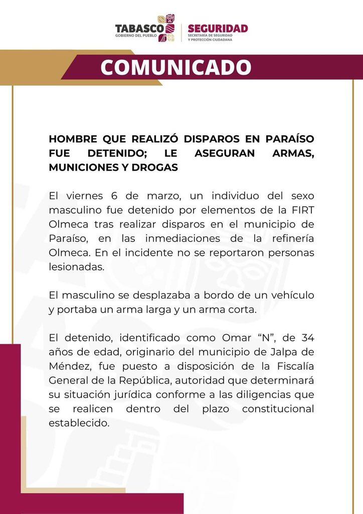 Hombre con chaleco del CJNG dispara en Refinería Dos Bocas