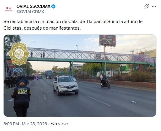 Bloqueo en Calzada de Tlalpan hacia el Estadio Banorte deja caos vial
