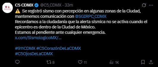 vols46bgojcidmkgve5pfbwi4u Temblor hoy CDMX: microsismo de magnitud 2.2 en Benito Juárez
