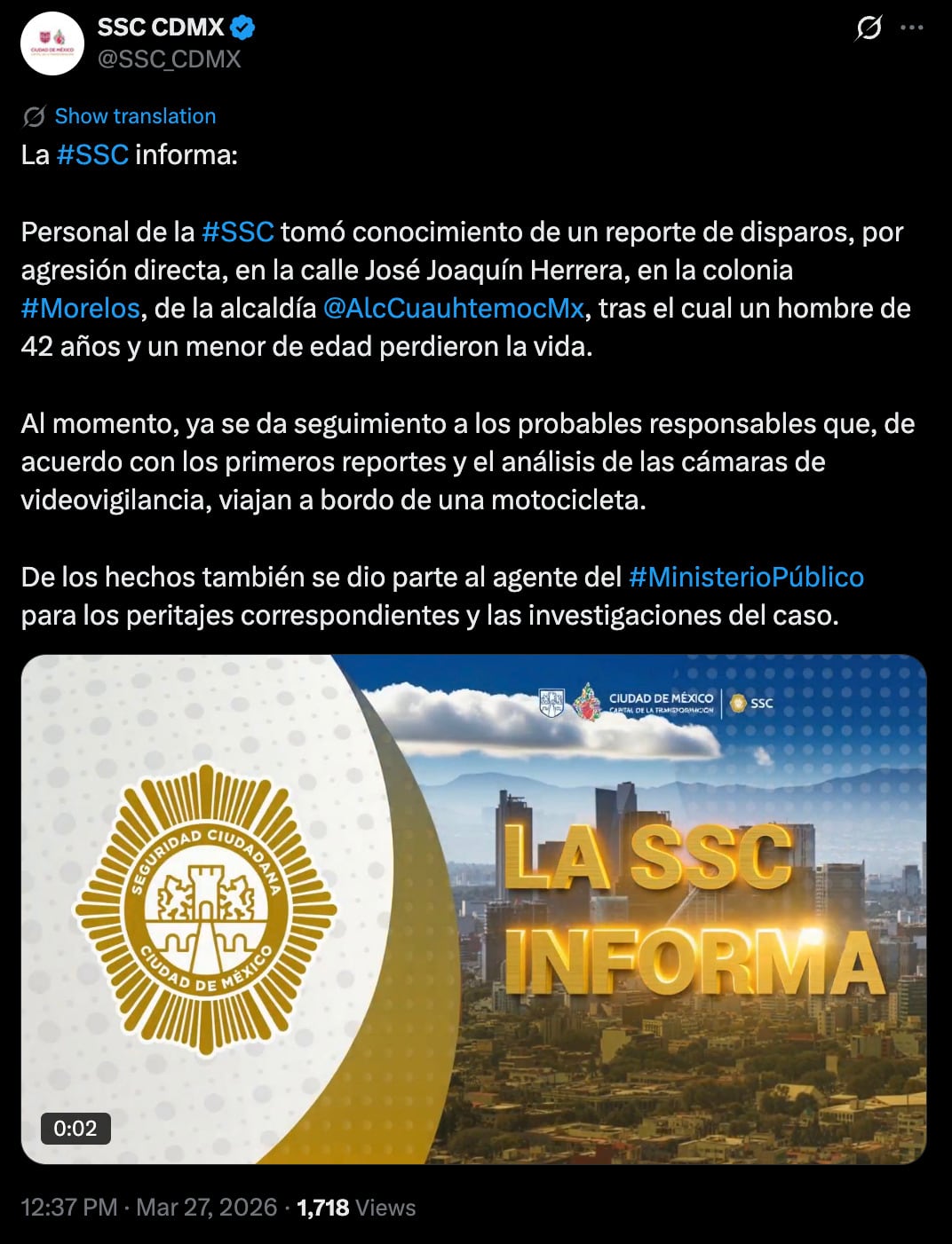 Balacera en Tepito deja dos muertos: hay un menor entre las víctimas