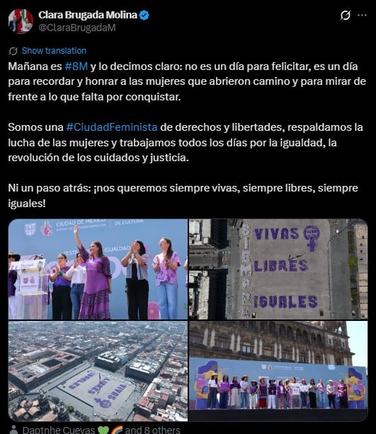 zhp7g3iwg5a4vowsifuiwuqpfe Día Internacional de la Mujer: este fue el mensaje en el Zócalo de la CDMX