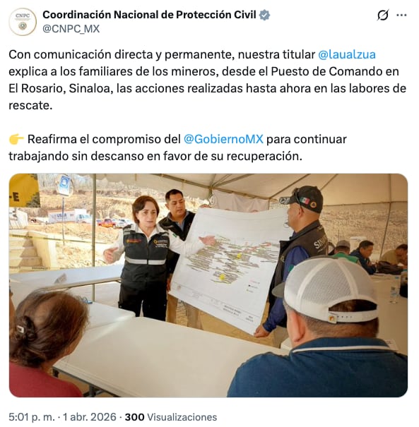 2kfyom75trftdbbsffhlqbbvwu Laura Velázquez Alzúa en trabajos de rescate en mina Santa Fe