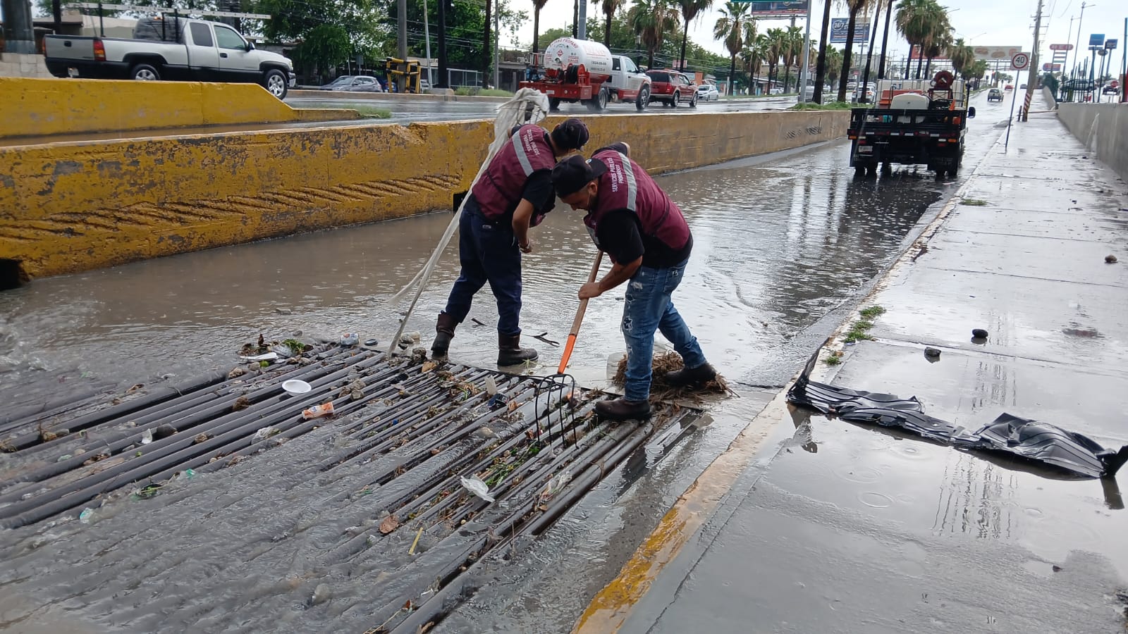 Limpia Ayuntamiento de Reynosa instalaciones pluviales, drenes y calicheras