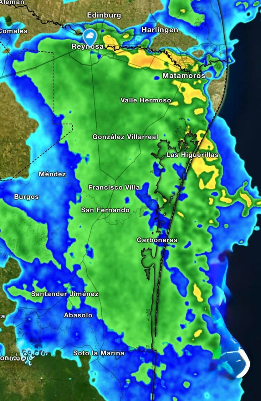 Continúa lluvia en frontera de Tamaulipas