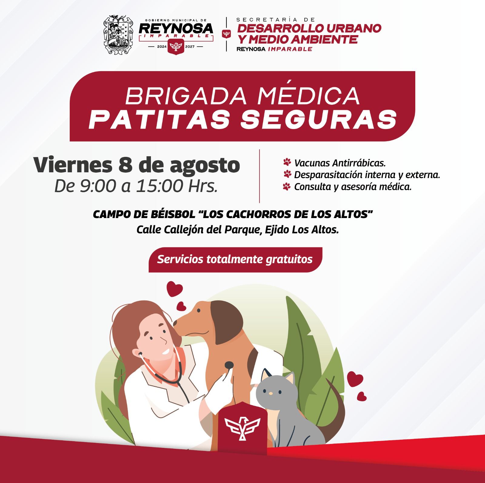 Va brigada médica Patitas Seguras a comunidad Los Altos